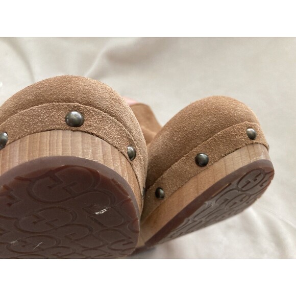 UGG Dafni Suede Clog Braided Strap Shearling Wood Heel 10 - Picture 5 of 14